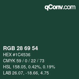 Farbcode: RGB 28 69 54 | qconv.com