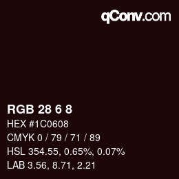 Color code: RGB 28 6 8 | qconv.com