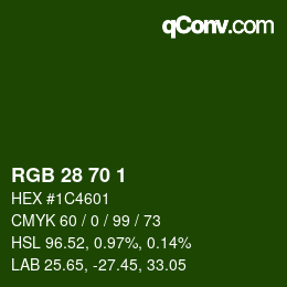 カラーコード: RGB 28 70 1 | qconv.com