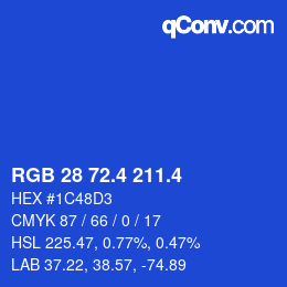 カラーコード: RGB 28 72.4 211.4 | qconv.com