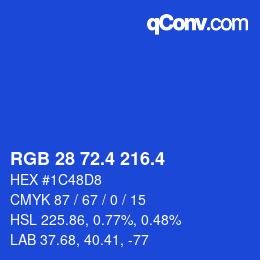 カラーコード: RGB 28 72.4 216.4 | qconv.com