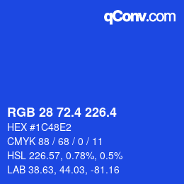 カラーコード: RGB 28 72.4 226.4 | qconv.com