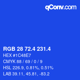 カラーコード: RGB 28 72.4 231.4 | qconv.com