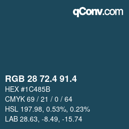 カラーコード: RGB 28 72.4 91.4 | qconv.com