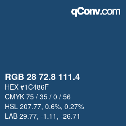カラーコード: RGB 28 72.8 111.4 | qconv.com