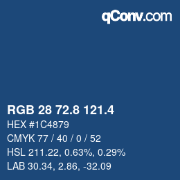カラーコード: RGB 28 72.8 121.4 | qconv.com
