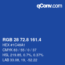 カラーコード: RGB 28 72.8 161.4 | qconv.com
