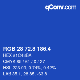 カラーコード: RGB 28 72.8 186.4 | qconv.com