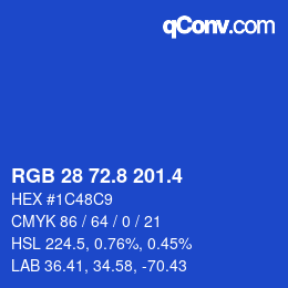 カラーコード: RGB 28 72.8 201.4 | qconv.com