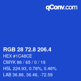 カラーコード: RGB 28 72.8 206.4 | qconv.com
