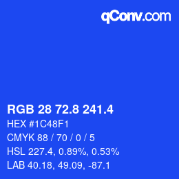 カラーコード: RGB 28 72.8 241.4 | qconv.com