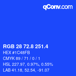カラーコード: RGB 28 72.8 251.4 | qconv.com
