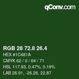 カラーコード: RGB 28 72.8 26.4 | qconv.com
