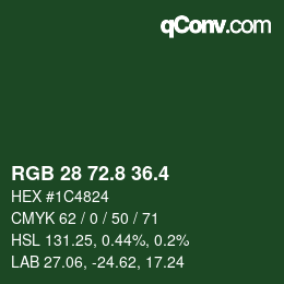 カラーコード: RGB 28 72.8 36.4 | qconv.com