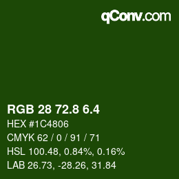 カラーコード: RGB 28 72.8 6.4 | qconv.com