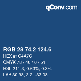 カラーコード: RGB 28 74.2 124.6 | qconv.com