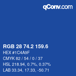 カラーコード: RGB 28 74.2 159.6 | qconv.com