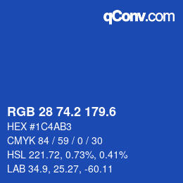 カラーコード: RGB 28 74.2 179.6 | qconv.com