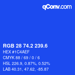カラーコード: RGB 28 74.2 239.6 | qconv.com