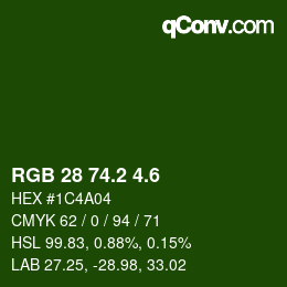 カラーコード: RGB 28 74.2 4.6 | qconv.com