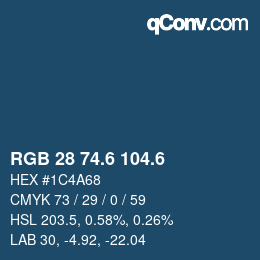 カラーコード: RGB 28 74.6 104.6 | qconv.com