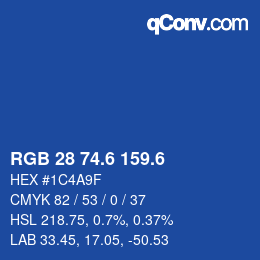 カラーコード: RGB 28 74.6 159.6 | qconv.com