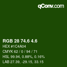 カラーコード: RGB 28 74.6 4.6 | qconv.com