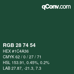 Farbcode: RGB 28 74 54 | qconv.com