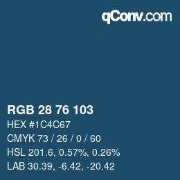 カラーコード: RGB 28 76 103 | qconv.com