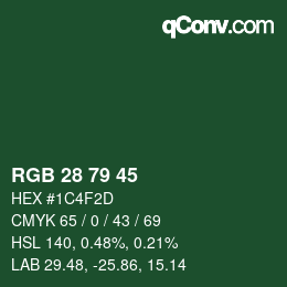 Color code: RGB 28 79 45 | qconv.com