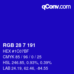 Color code: RGB 28 7 191 | qconv.com