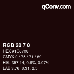 カラーコード: RGB 28 7 8 | qconv.com