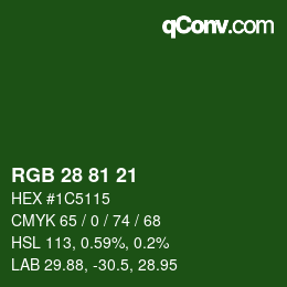 Farbcode: RGB 28 81 21 | qconv.com