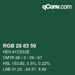 Color code: RGB 28 83 59 | qconv.com