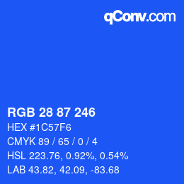Color code: RGB 28 87 246 | qconv.com