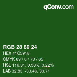 Farbcode: RGB 28 89 24 | qconv.com