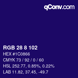 Color code: RGB 28 8 102 | qconv.com