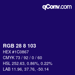 Farbcode: RGB 28 8 103 | qconv.com
