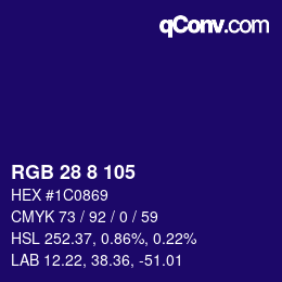 颜色代码: RGB 28 8 105 | qconv.com