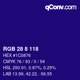 Color code: RGB 28 8 118 | qconv.com