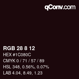 カラーコード: RGB 28 8 12 | qconv.com