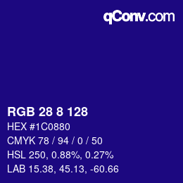 カラーコード: RGB 28 8 128 | qconv.com
