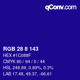 カラーコード: RGB 28 8 143 | qconv.com