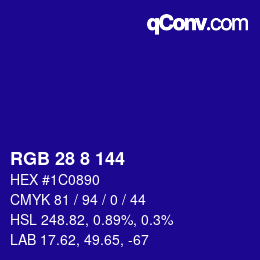 Color code: RGB 28 8 144 | qconv.com