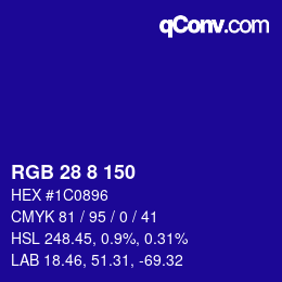 颜色代码: RGB 28 8 150 | qconv.com