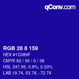 カラーコード: RGB 28 8 159 | qconv.com