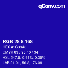 Color code: RGB 28 8 168 | qconv.com