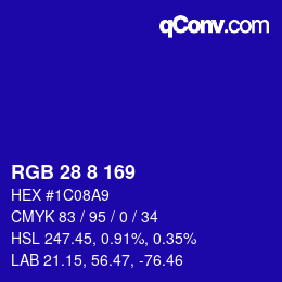 Color code: RGB 28 8 169 | qconv.com