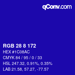 Color code: RGB 28 8 172 | qconv.com