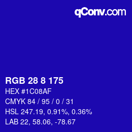 颜色代码: RGB 28 8 175 | qconv.com